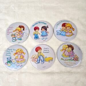 6 pc 90s Vintage Special Blessings God's Love Button Pins Safety Pin Back 1994